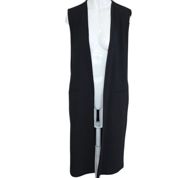 Zara Tops - Zara Open Front Longlnie Blazer Vest, Black, Size M